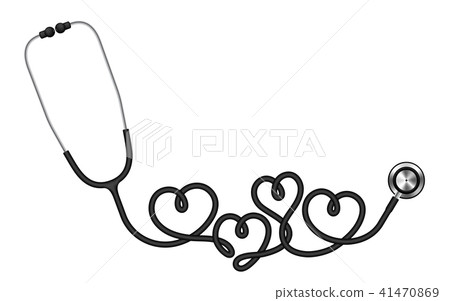 Stethoscope black color and heart sign symbol 41470869