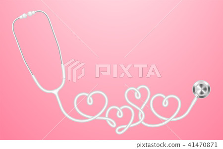 Stethoscope white color and heart sign symbol 41470871