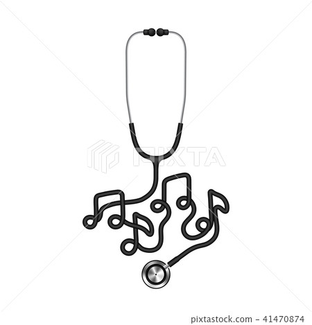Stethoscope black color and music note sign symbol 41470874