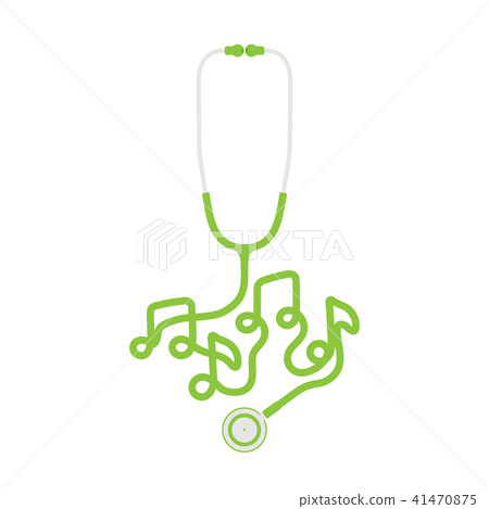 Stethoscope green color and music note sign symbol Stethoscope green color and music note sign symbol 41470875