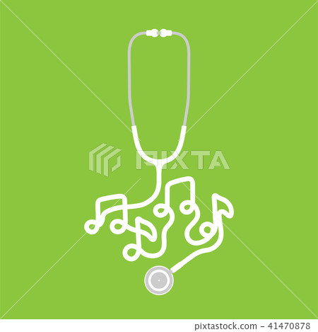 Stethoscope white color and music note sign symbol 41470878