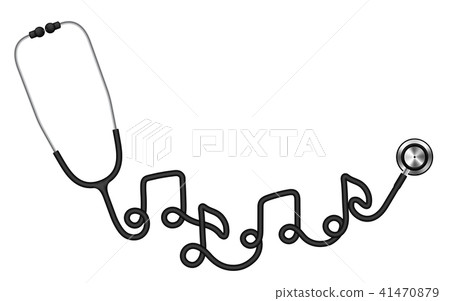 Stethoscope black color and music note sign symbol 41470879