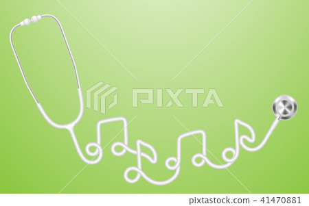 Stethoscope white color and music note sign symbol 41470881