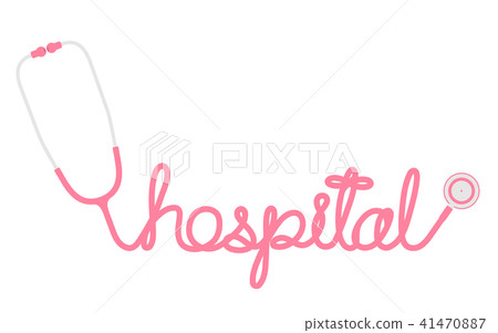 Stethoscope pink color and hospital text 41470887
