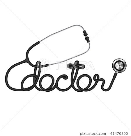 Stethoscope black color and doctor text 41470890