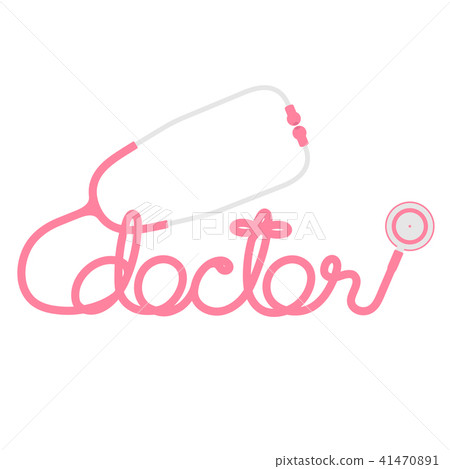 Stethoscope pink color and doctor text 41470891