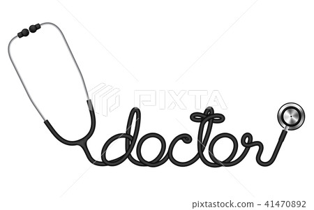 Stethoscope black color and doctor text 41470892