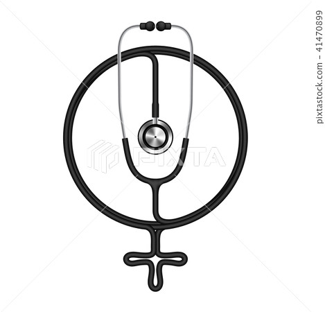 Stethoscope black color and female sign symbol 41470899