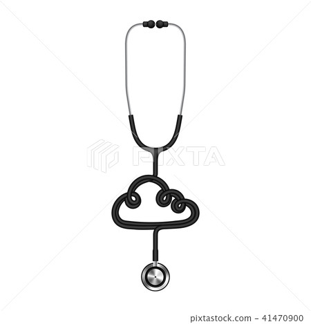 Stethoscope black color and cloud sign symbol 41470900