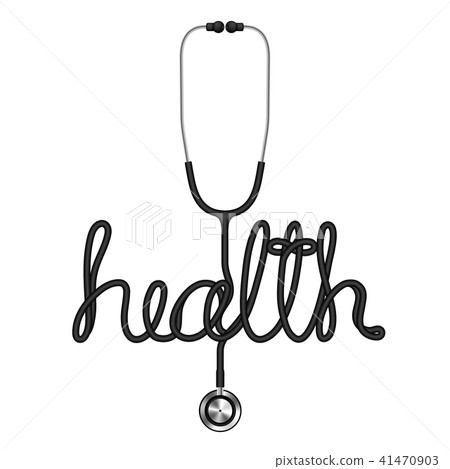 Stethoscope black color and health text 41470903