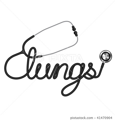 Stethoscope black color and lungs text 41470904