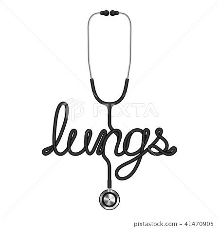 Stethoscope black color and lungs text 41470905