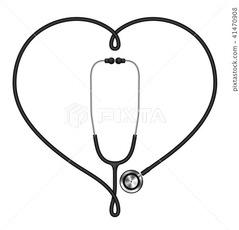 Stethoscope black color and heart sign symbol 41470908