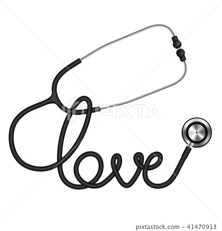 Stethoscope black color and love text 41470913