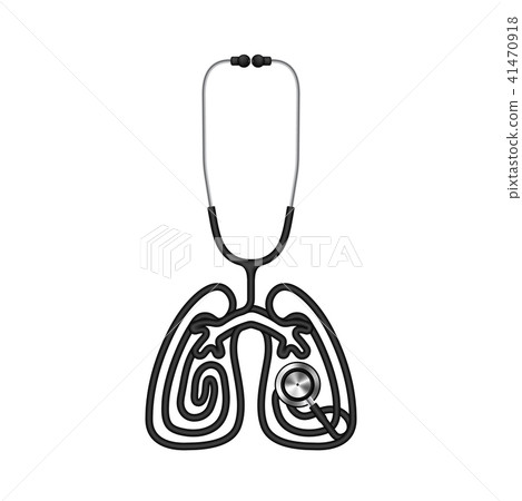Stethoscope black color and lung sign symbol 41470918
