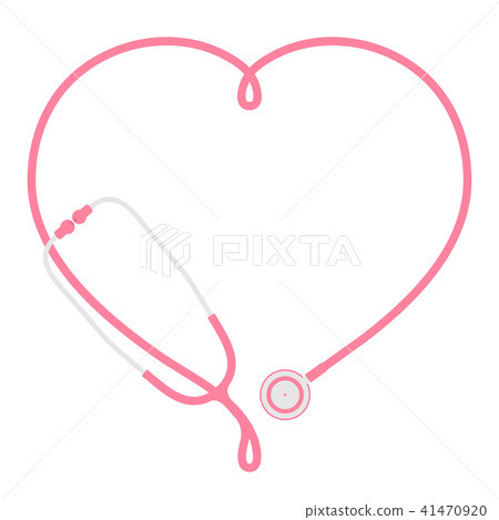 Stethoscope pink color and heart sign symbol frame 41470920
