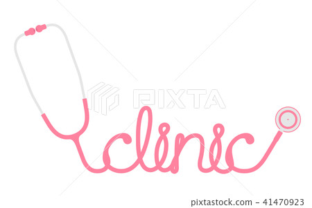 Stethoscope pink color and clinic text 41470923
