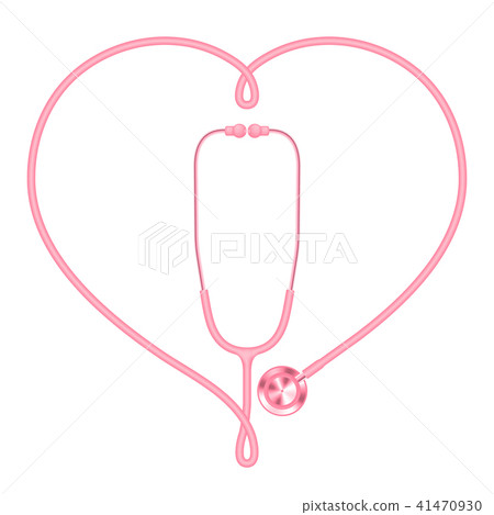 Stethoscope pink color and heart sign symbol frame 41470930