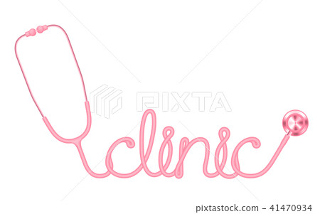 Stethoscope pink color and clinic text 41470934