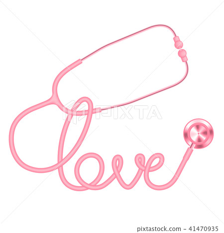 Stethoscope pink color and love text 41470935