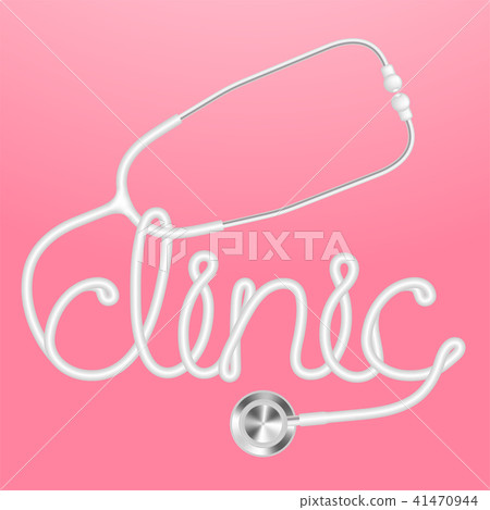 Stethoscope white color and clinic text 41470944