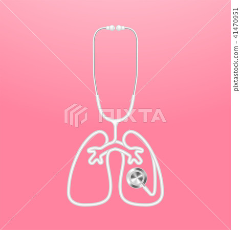 Stethoscope white color and lung sign symbol Stethoscope white color and lung sign symbol 41470951