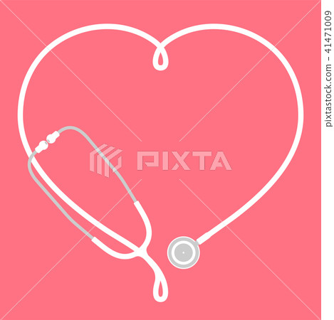 Stethoscope white and heart sign symbol frame Stethoscope white and heart sign symbol frame 41471009
