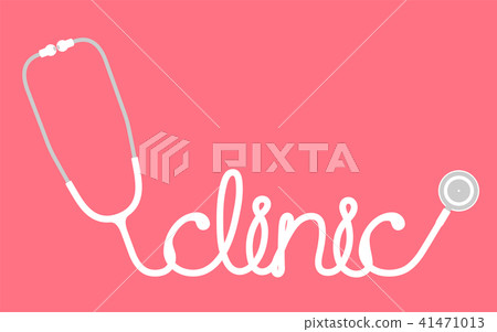 Stethoscope white color and clinic text Stethoscope white color and clinic text 41471013
