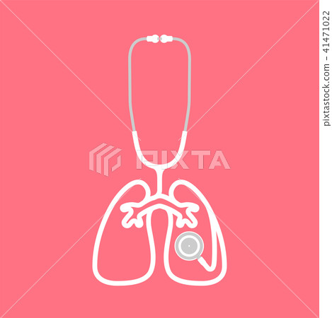 Stethoscope white color and lung sign symbol 41471022