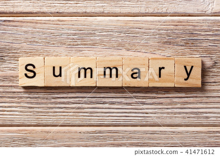 Summary word written on wood block. Summary word written on wood block. 41471612