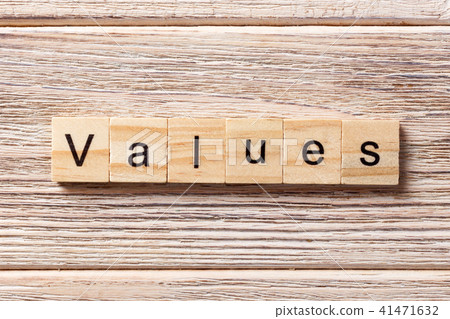 values word written on wood block. values word written on wood block. 41471632