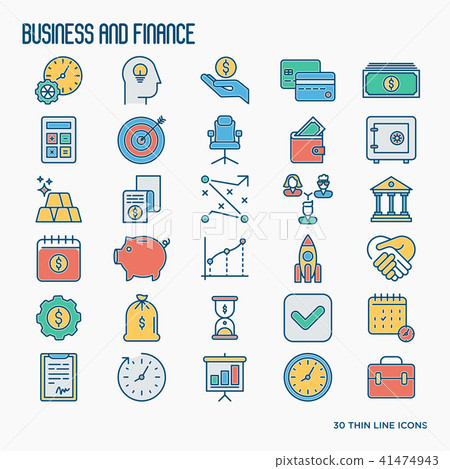 Business and finance thin line icons set - Stock Illustration [41474943 ...