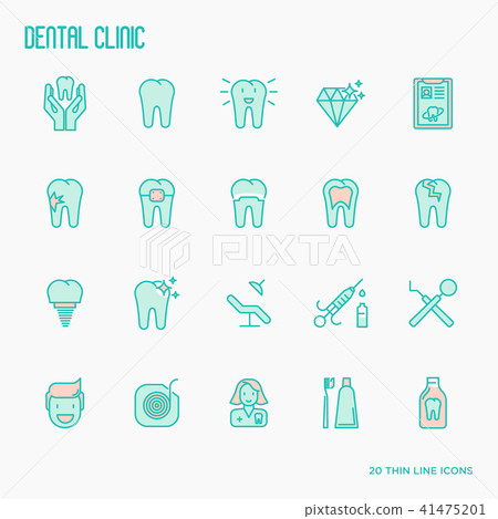 Dental clinic thin line icons - Stock Illustration [41475201] - PIXTA