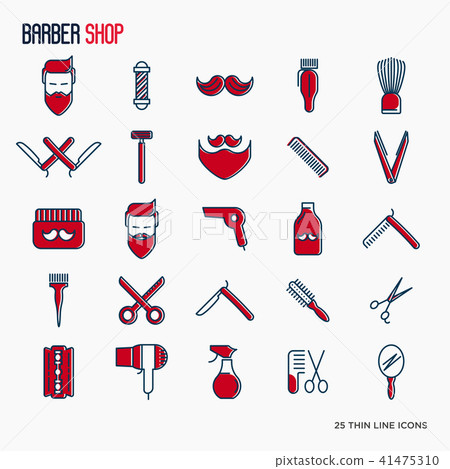 Barber shop thin line icons set 41475310