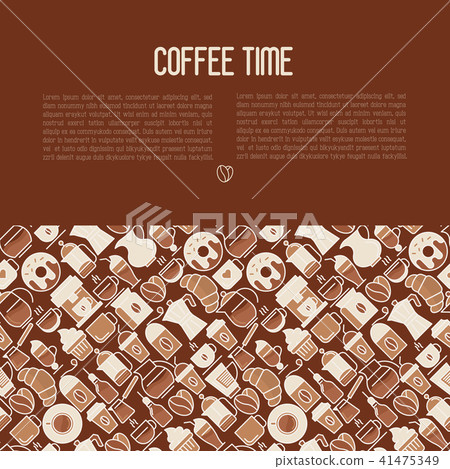 Coffee concept with thin line icons - Stock Illustration [41475349] - PIXTA
