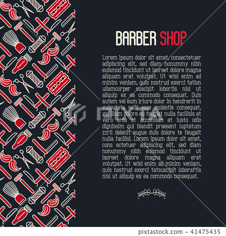 Barber shop concept with thin line icons - Stock Illustration [41475435 ...