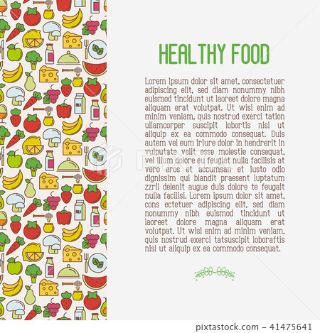 Organic food concept with thin line icons - Stock Illustration ...