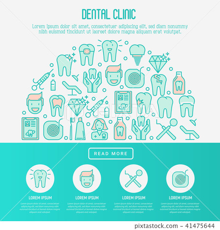 Dental clinic concept with thin line icons - Stock Illustration ...