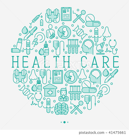 Health care concept in circle with thin line 41475661