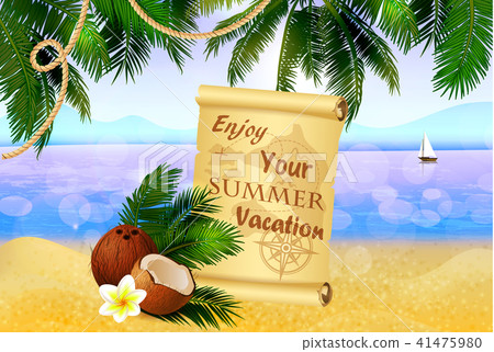 pirate treasure map on tropical background 41475980