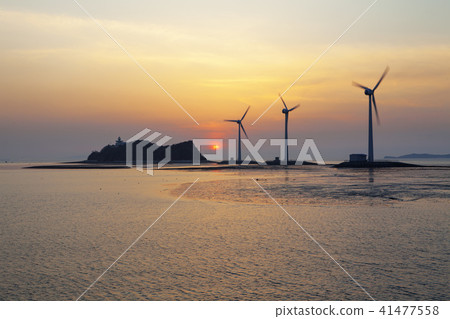 Gyeonggi Province, Korea, Hwaseong City, Jeongok Port, Nuey Island, Sunset 41477558