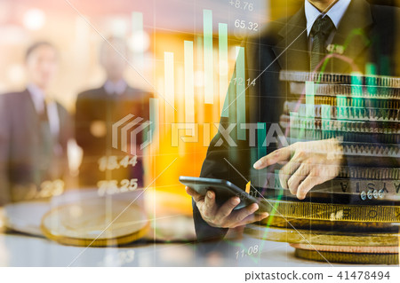 Stock market graph and business financial data on Stock market graph and business financial data on 41478494