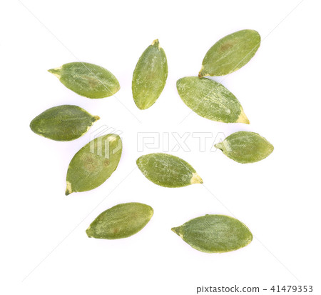 Pumpkin seeds on white background 41479353