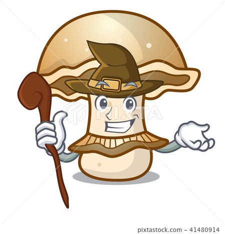Witch portobello mushroom mascot cartoon Witch portobello mushroom mascot cartoon 41480914