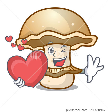 With heart portobello mushroom mascot cartoon 41480967
