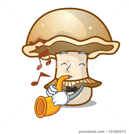 With trumpet portobello mushroom mascot cartoon With trumpet portobello mushroom mascot cartoon 41480973