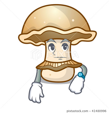 Waiting portobello mushroom mascot cartoon Waiting portobello mushroom mascot cartoon 41480996