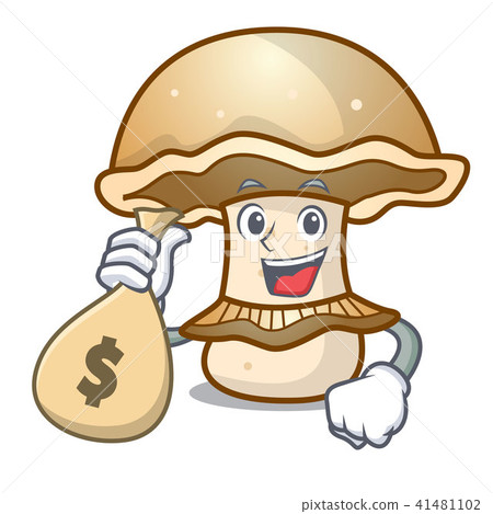 With money bag portobello mushroom character cartoon With money bag portobello mushroom character cartoon 41481102