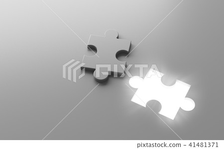 A white jigsaw puzzle piece with a glowing hole A white jigsaw puzzle piece with a glowing hole 41481371