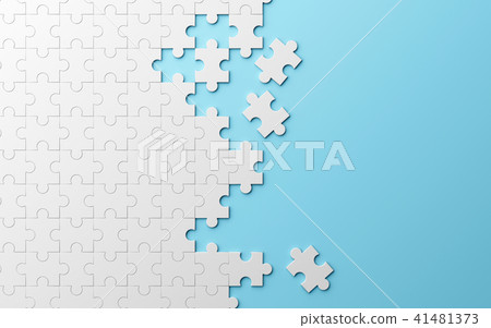 Jigsaw puzzle, pattern texture separated on blue Jigsaw puzzle, pattern texture separated on blue 41481373